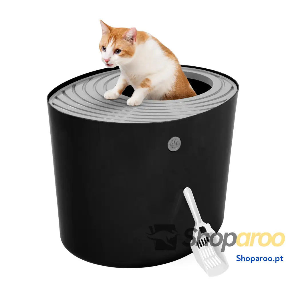 Areneiro de gato coberto com pá até 7 kg cinzento/branco caixa areia para gatos grandes e pequenos fechado caça louças