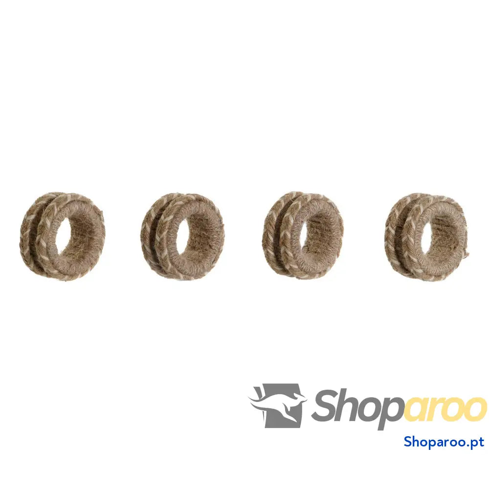 Argola de guardanapo DKD Home Decor Natural Juta Madeira mangueira 6 x 3 cm 4 Peças