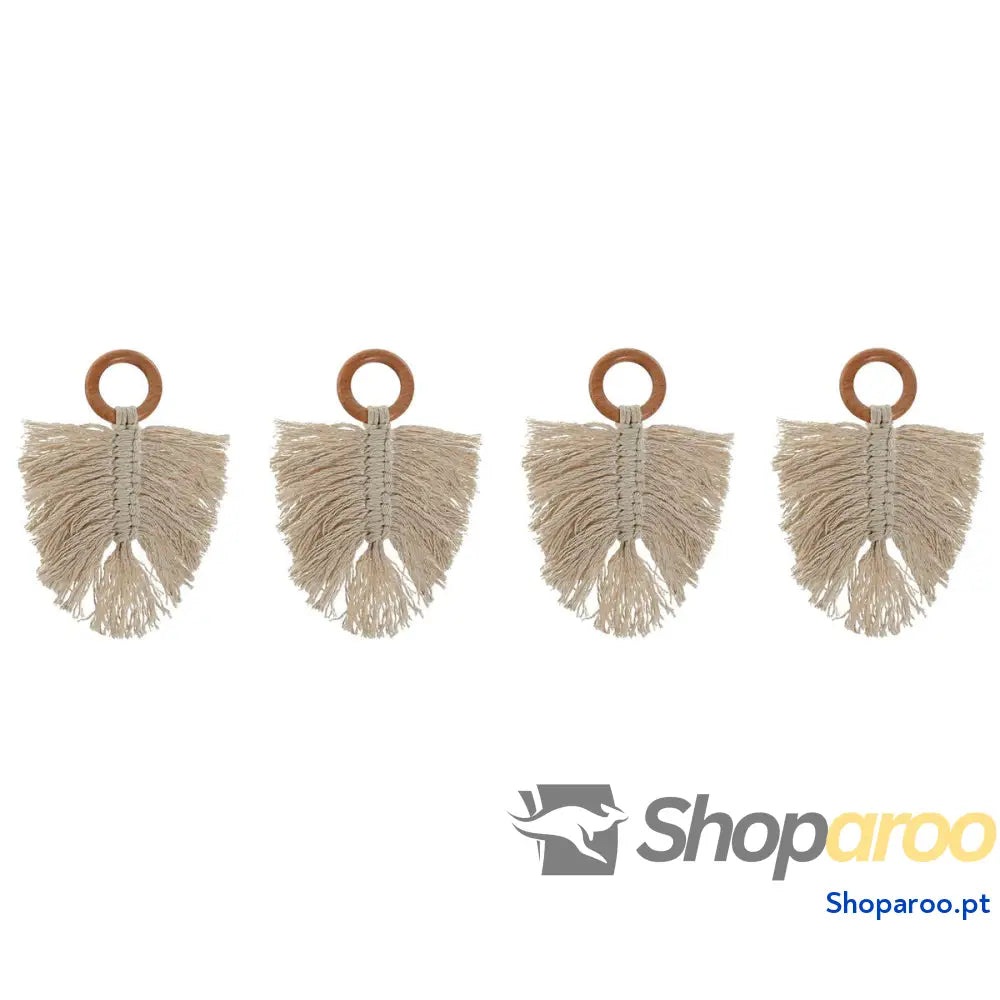 Argola de guardanapo Home ESPRIT Natural Acácia Macramé 13 x 1 x 18 cm 4 Peças