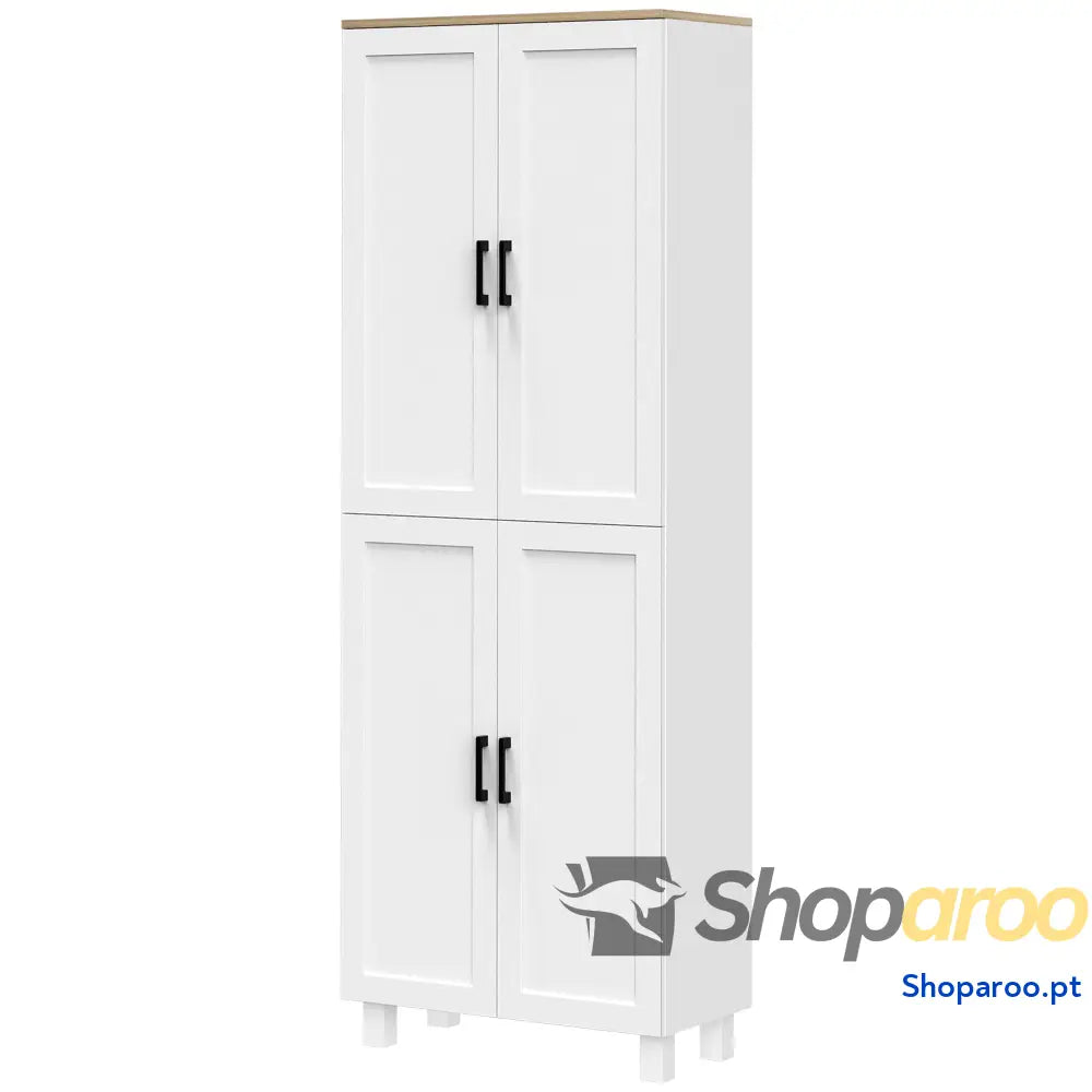 Armário de Cozinha Branco com 4 Portas e Prateleiras Ajustáveis