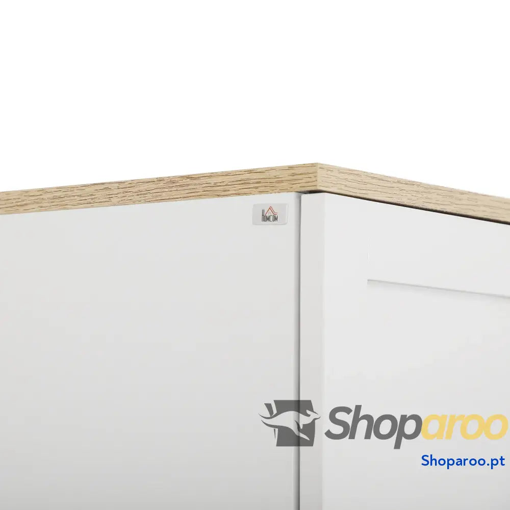 Armário de Cozinha Branco com 4 Portas e Prateleiras Ajustáveis