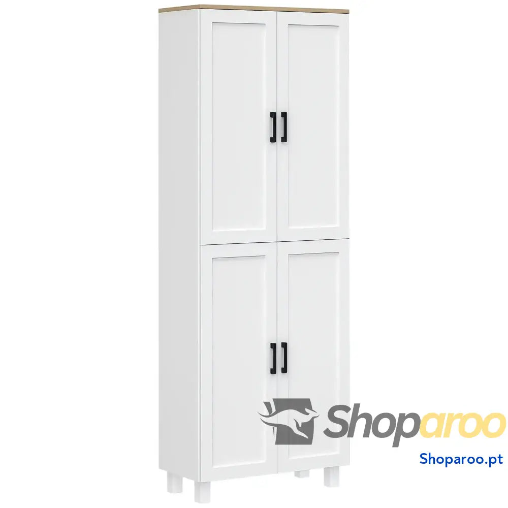Armário de Cozinha Branco com 4 Portas e Prateleiras Ajustáveis