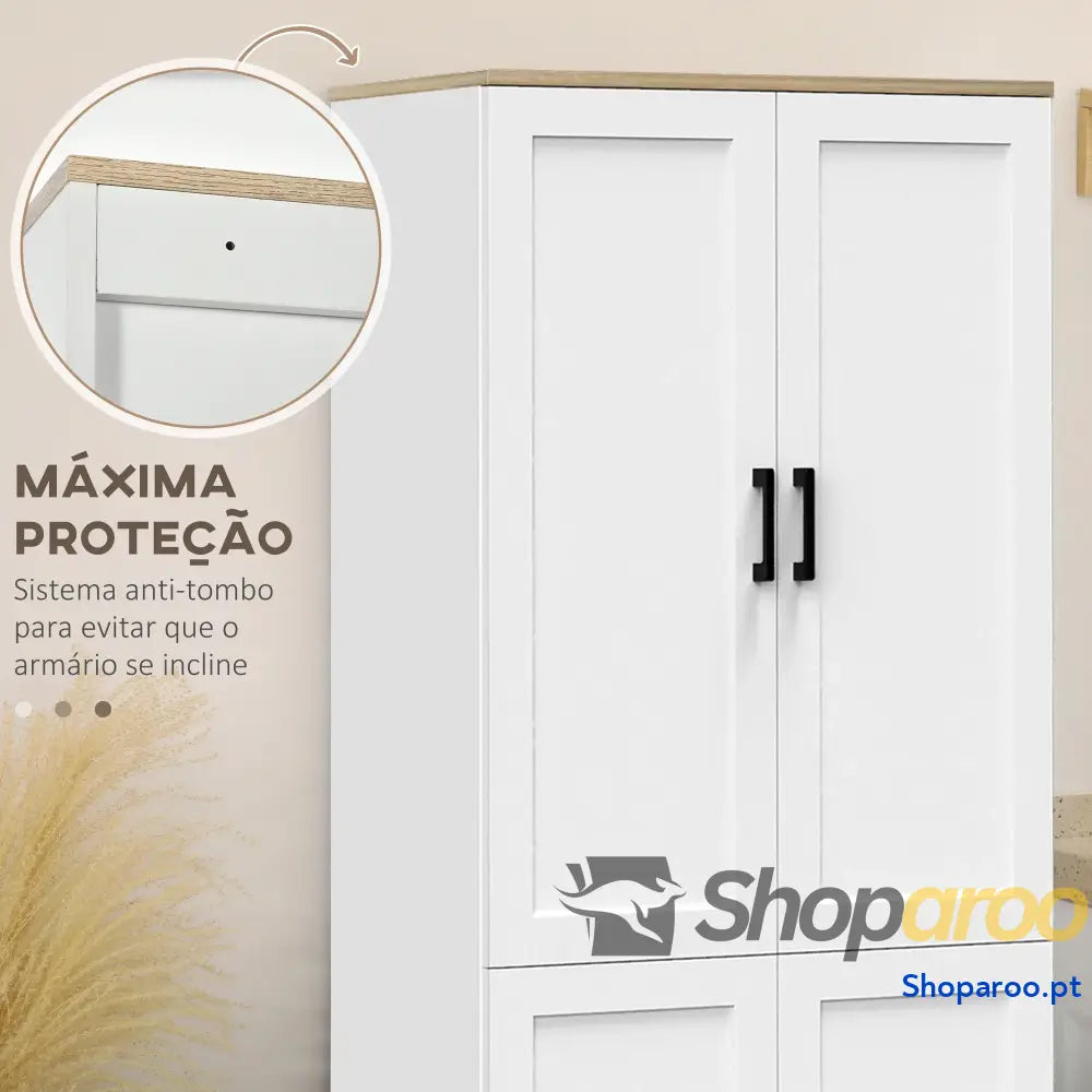 Armário de Cozinha Branco com 4 Portas e Prateleiras Ajustáveis