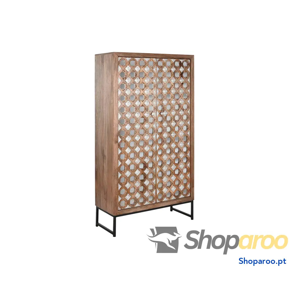 Armário Home ESPRIT Castanho Preto Prateado 90 x 38 170 cm