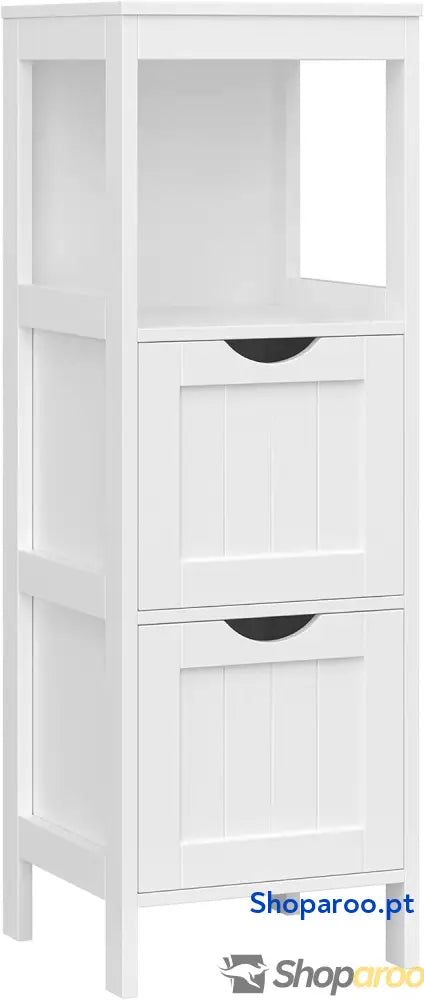 Armário para casa de banho arrumação medicamentos Mesa cabeceira canto com 2 gavetas Branco BBC42WT