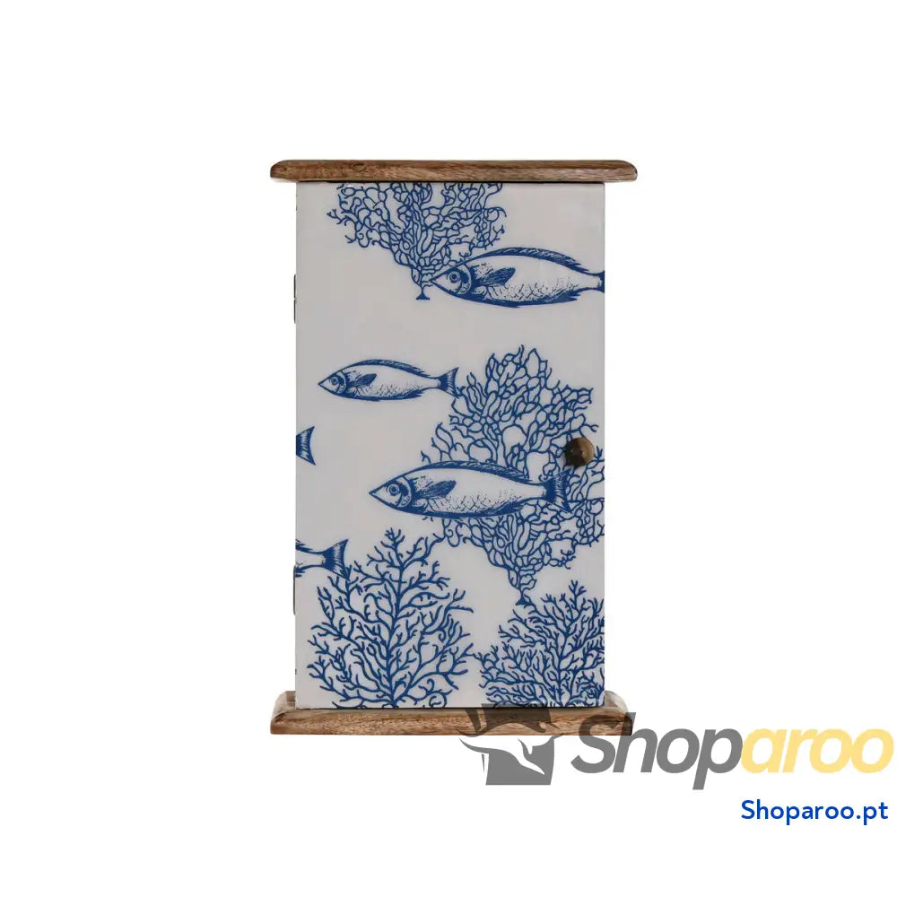 Armário para chaves Home ESPRIT Azul Branco Natural 18 x 7,5 28 cm