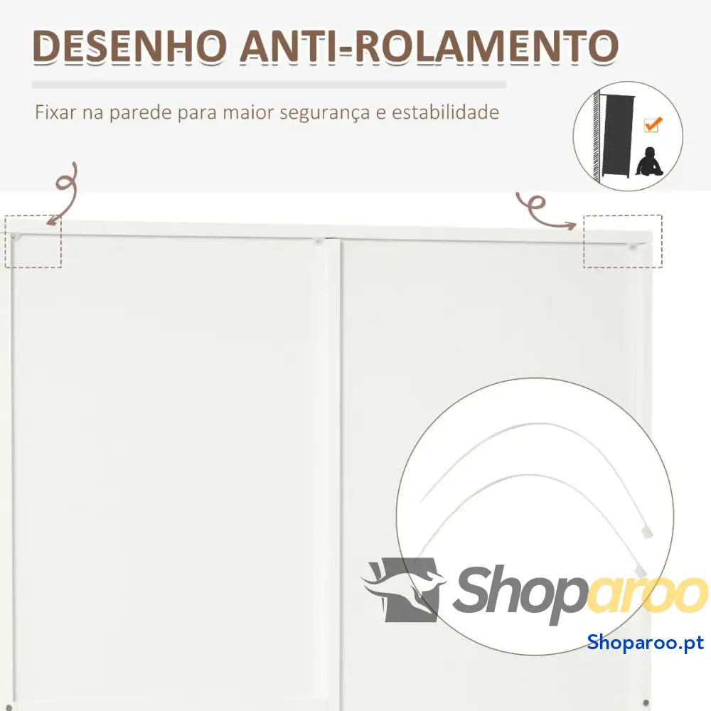 Armário Roupeiro de 2 Portas com Espelho 3 Gavetas Prateleiras Ajustáveis e Barra para Pendurar Incluida Dormitório
