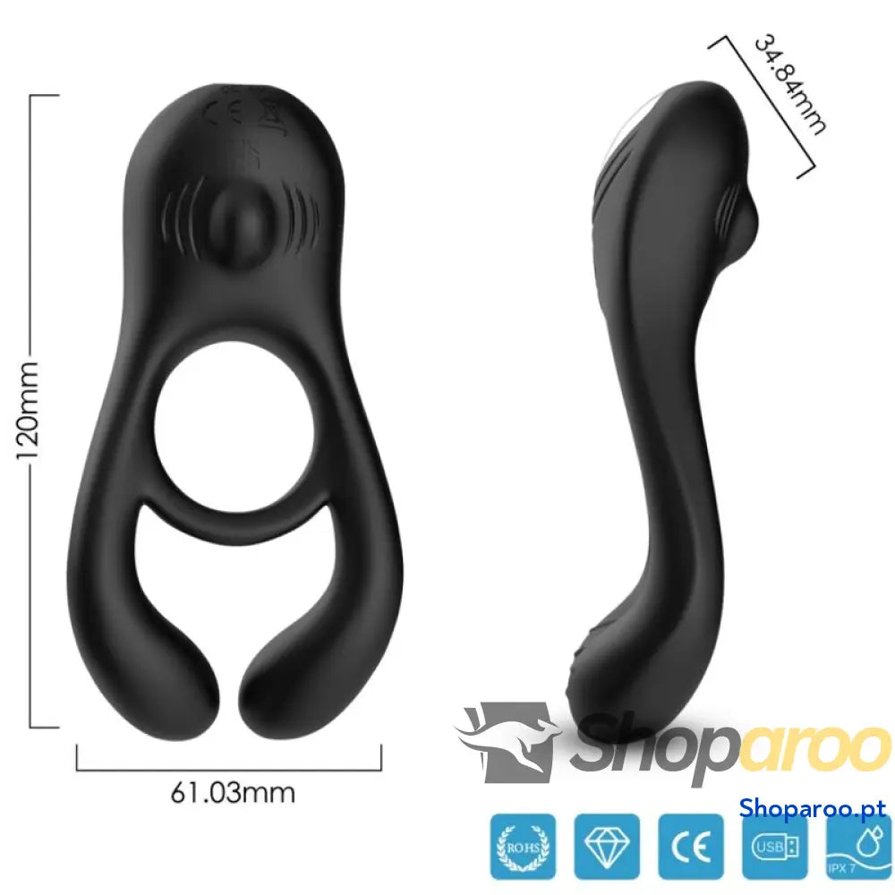 ARMONY - ANEL VIBRADOR DUPLO VEYRON PARA CASAIS PRETO