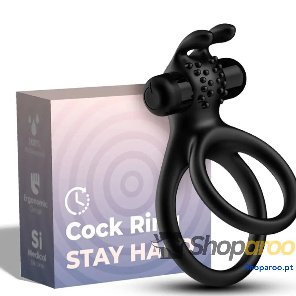 ARMONY - ANEL VIBRADOR DUPLO VIAJANTE PARA CASAIS COELHO PRETO