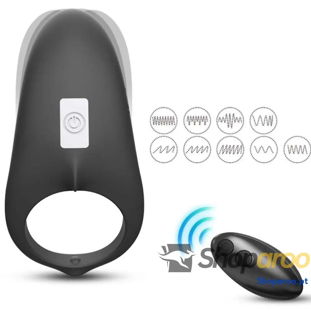 ARMONY - ANEL VIBRADOR SHARK PARA CASAIS CONTROLE REMOTO PRETO