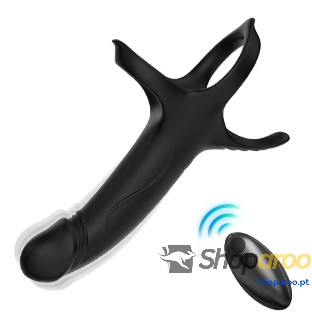 ARMONY - DILDO COM ANEL E CONTROLE REMOTO VIBRADOR PRETO