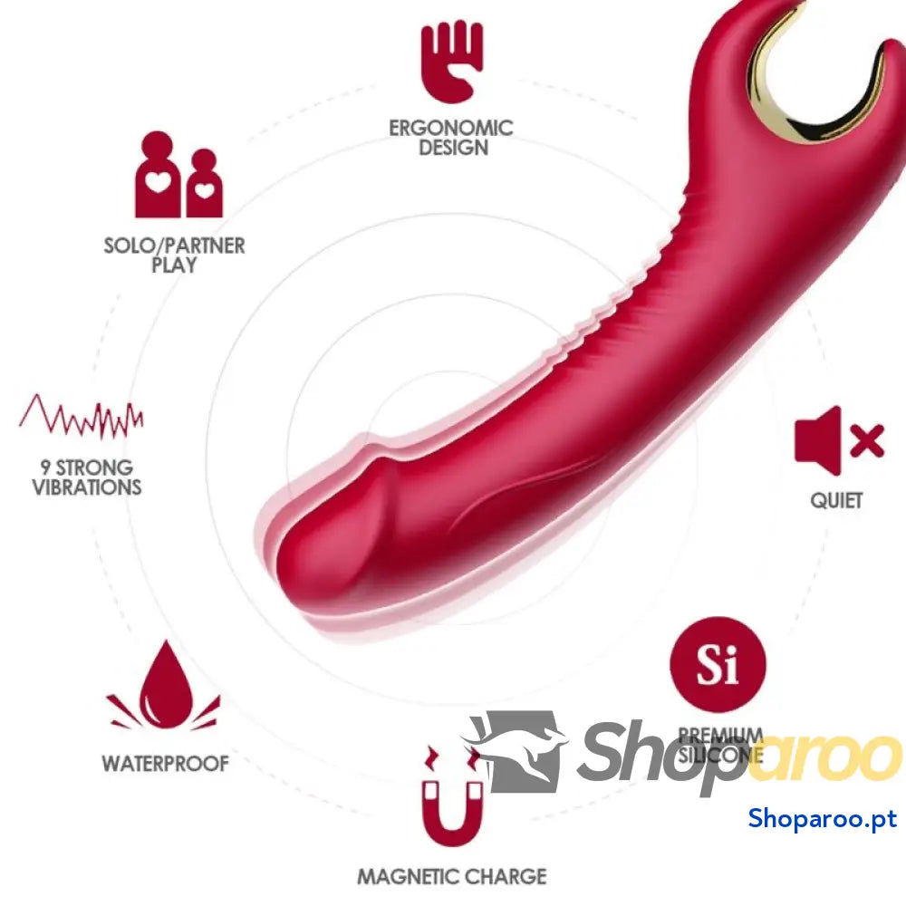 ARMONY - PRINCE DILDO VIBRADOR E ROTATOR VERMELHO