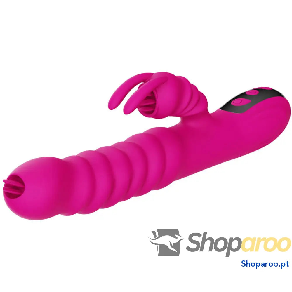 ARMONY - VIBRADOR MULTIFUNCIONAL DE LÍNGUA DUPLA DE COELHO FÚCSIA EFEITO DE CALOR