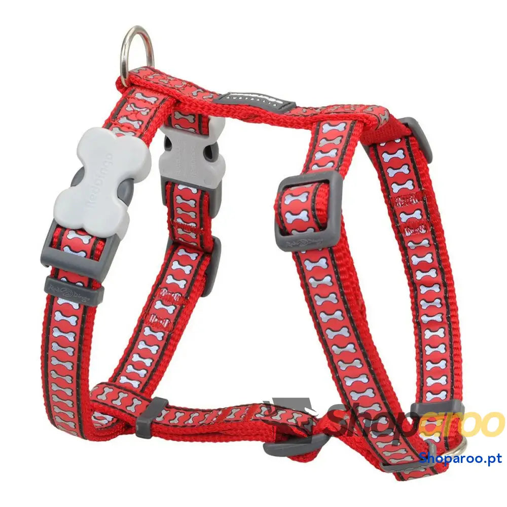 Arnês para Cães Red Dingo Vermelho Osso Refletor 37-61 cm