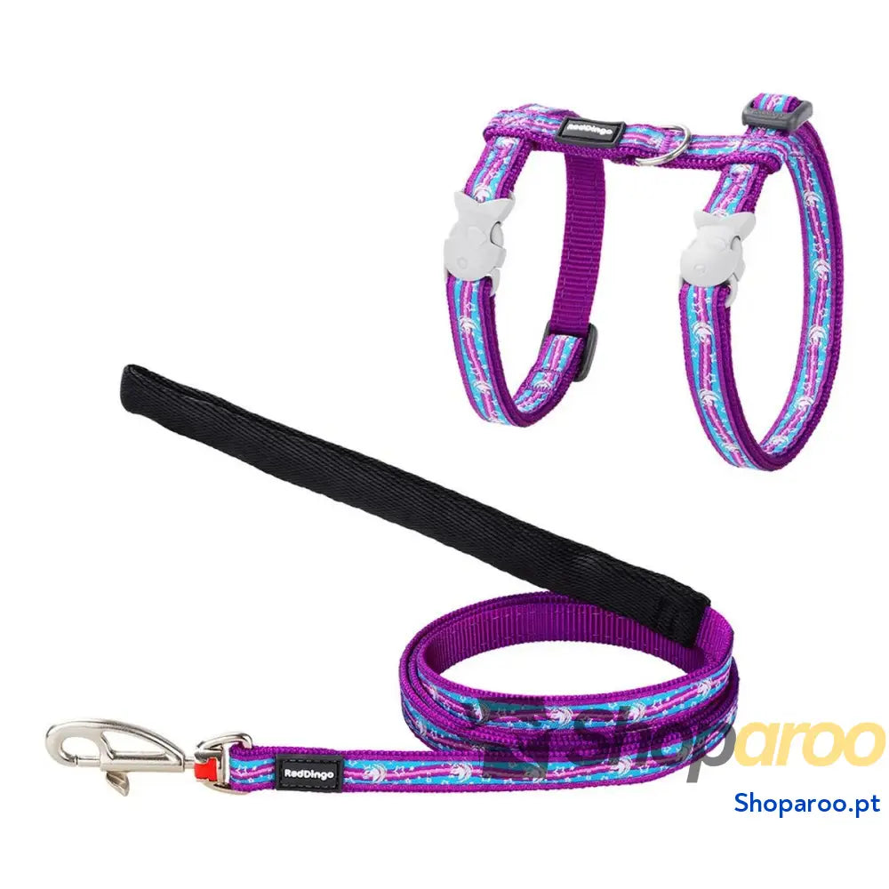Arnês para gato Red Dingo Style Roxo Azul Unicórnio Correia