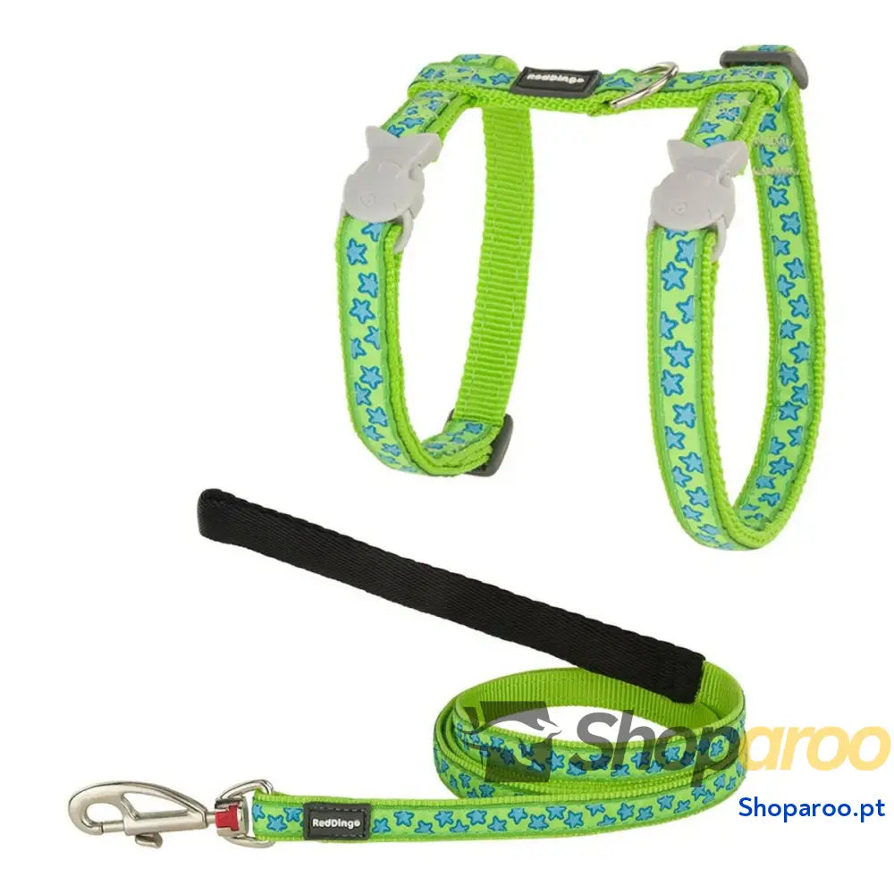 Arnês para gato Red Dingo Style Turquesa Estrela Correia