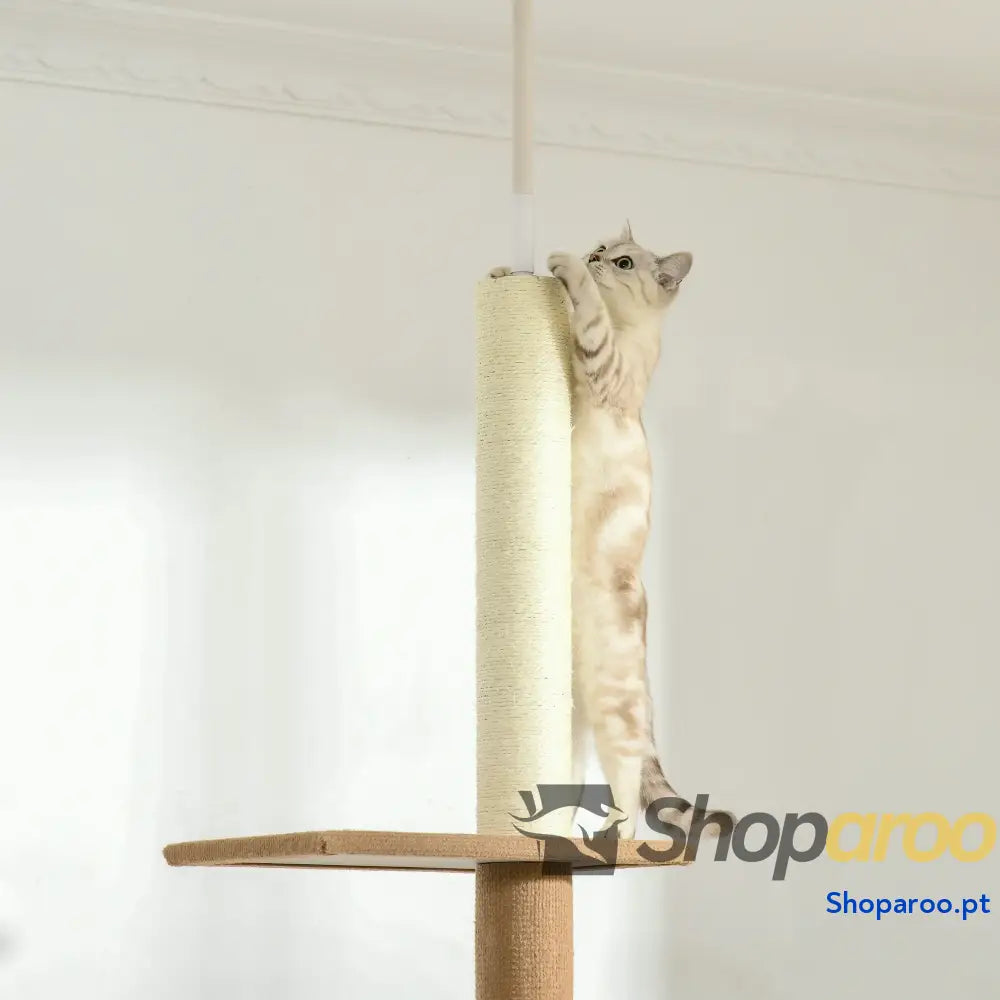 Arranhador para Gatos de Chão ao Teto 43x27x228-260 cm Castanho Claro