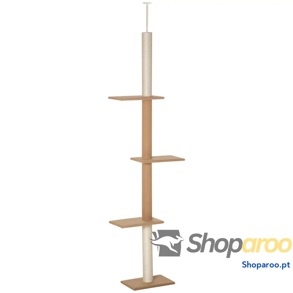 Arranhador para Gatos de Chão ao Teto 43x27x228-260 cm Castanho Claro