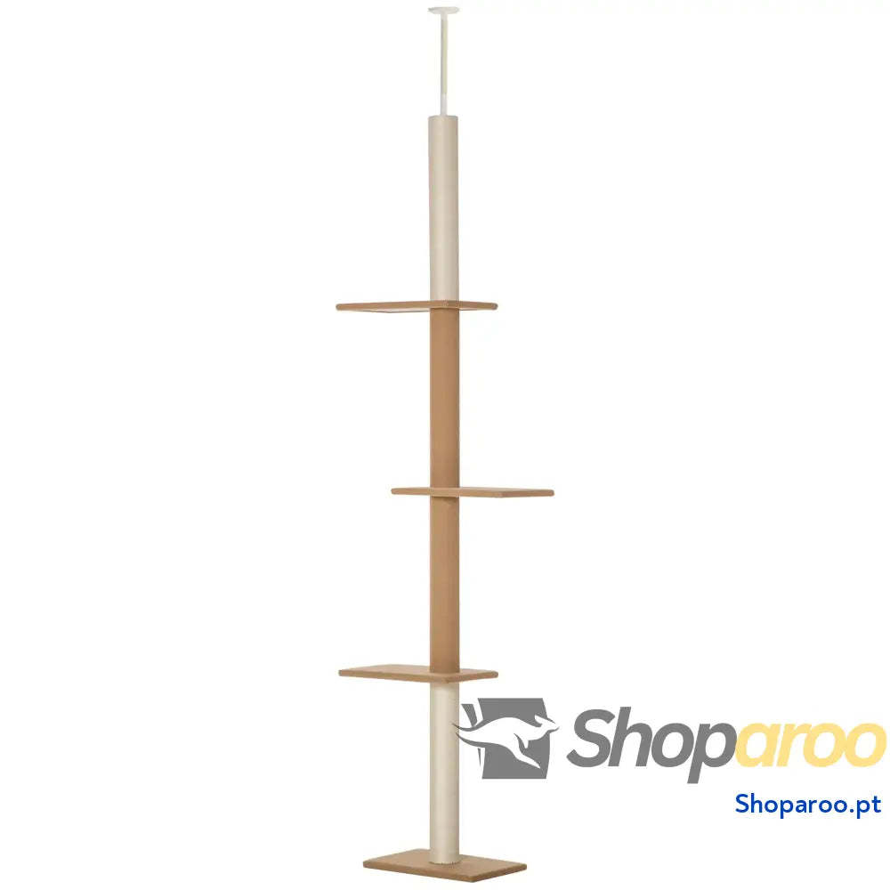 Arranhador para Gatos de Chão ao Teto 43x27x228-260 cm Castanho Claro
