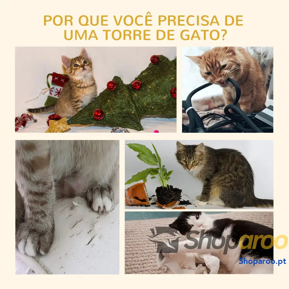 Arranhador para Gatos do Chão ao Teto de 240-260 cm com Altura Ajustável Múltiplas Plataformas Caverna e Rampas Cinza