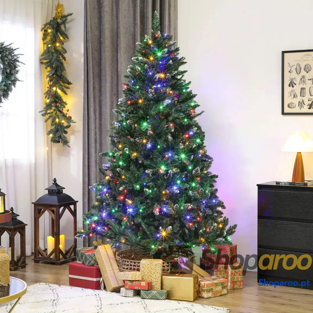 Árvore de Natal artificial verde com luzes LED coloridas