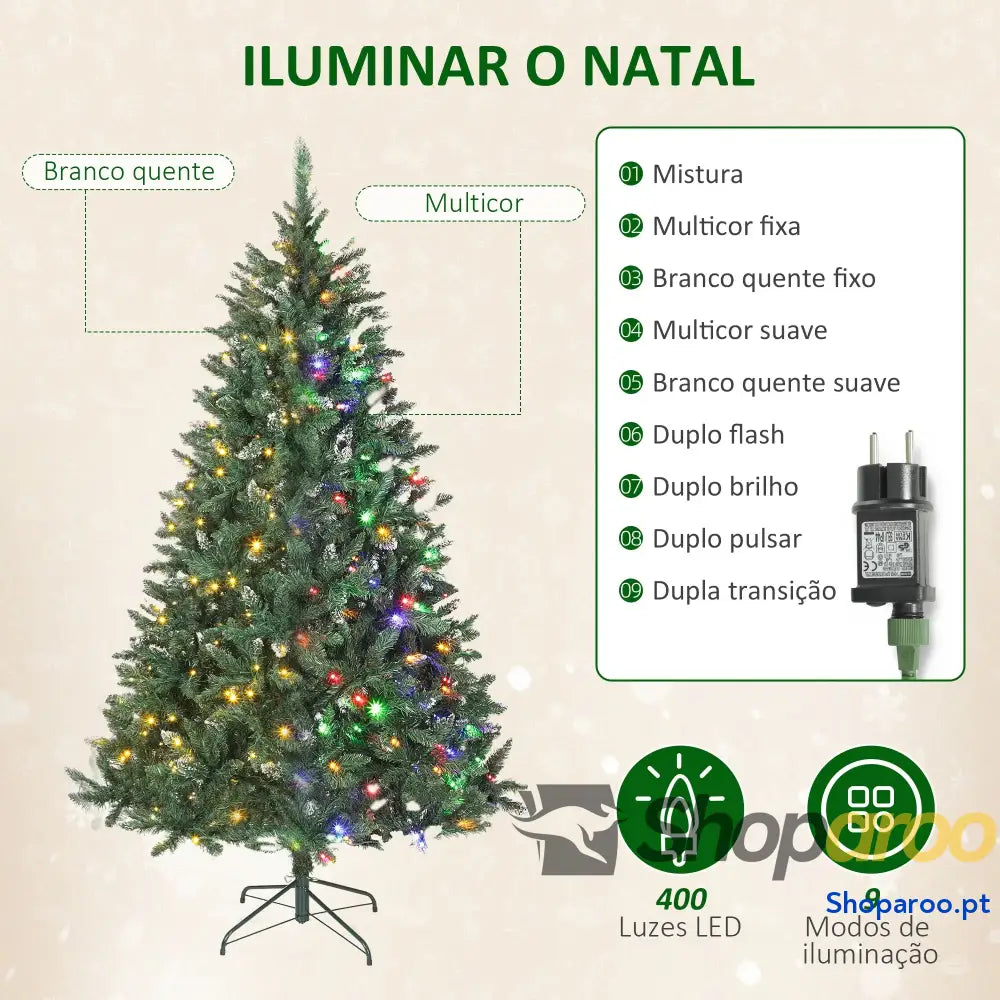 Árvore de Natal artificial verde com luzes LED coloridas