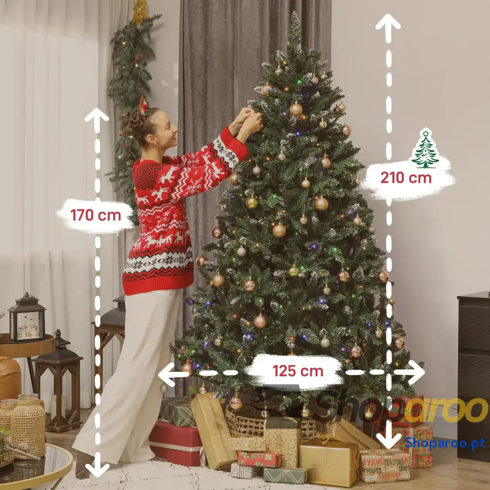Árvore de Natal artificial verde com luzes LED coloridas