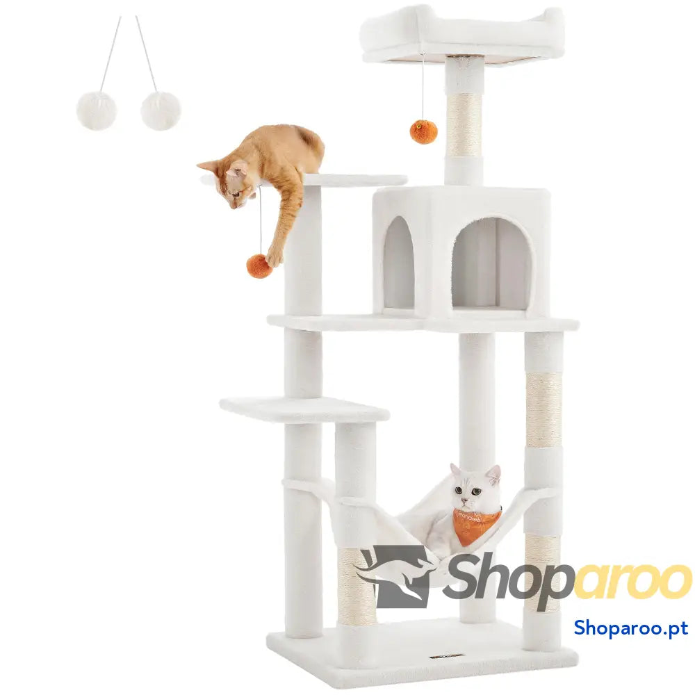 Árvore para Gatos Multinível Cinzento Claro PCT161W01 com Rede e Caverna