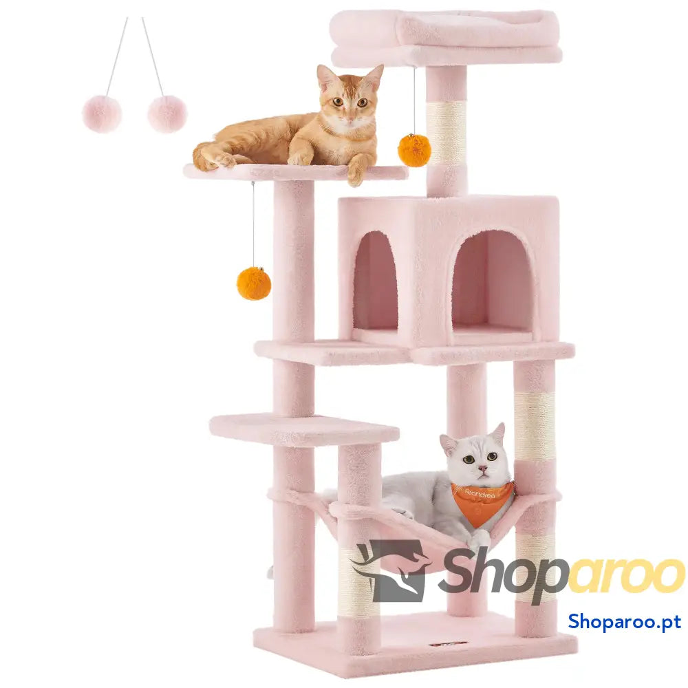 Árvore para Gatos Multinível Cinzento Claro PCT161W01 com Rede e Caverna