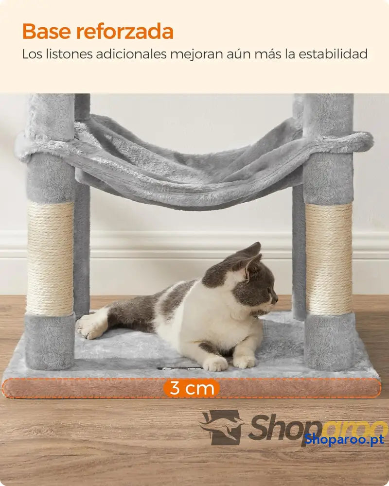 Árvore para Gatos Multinível Cinzento Claro PCT161W01 com Rede e Caverna