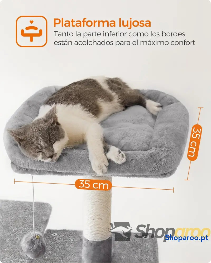 Árvore para Gatos Multinível Cinzento Claro PCT161W01 com Rede e Caverna