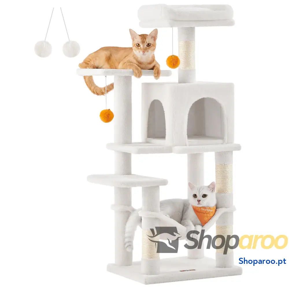 Árvore para Gatos Multinível Cinzento Claro PCT161W01 com Rede e Caverna