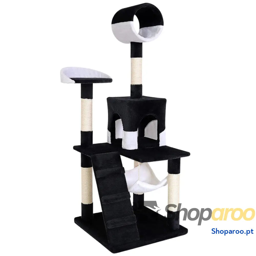 Árvore Raspadora para Gatos 133 cm Cinzento Claro com Casota e Plataforma