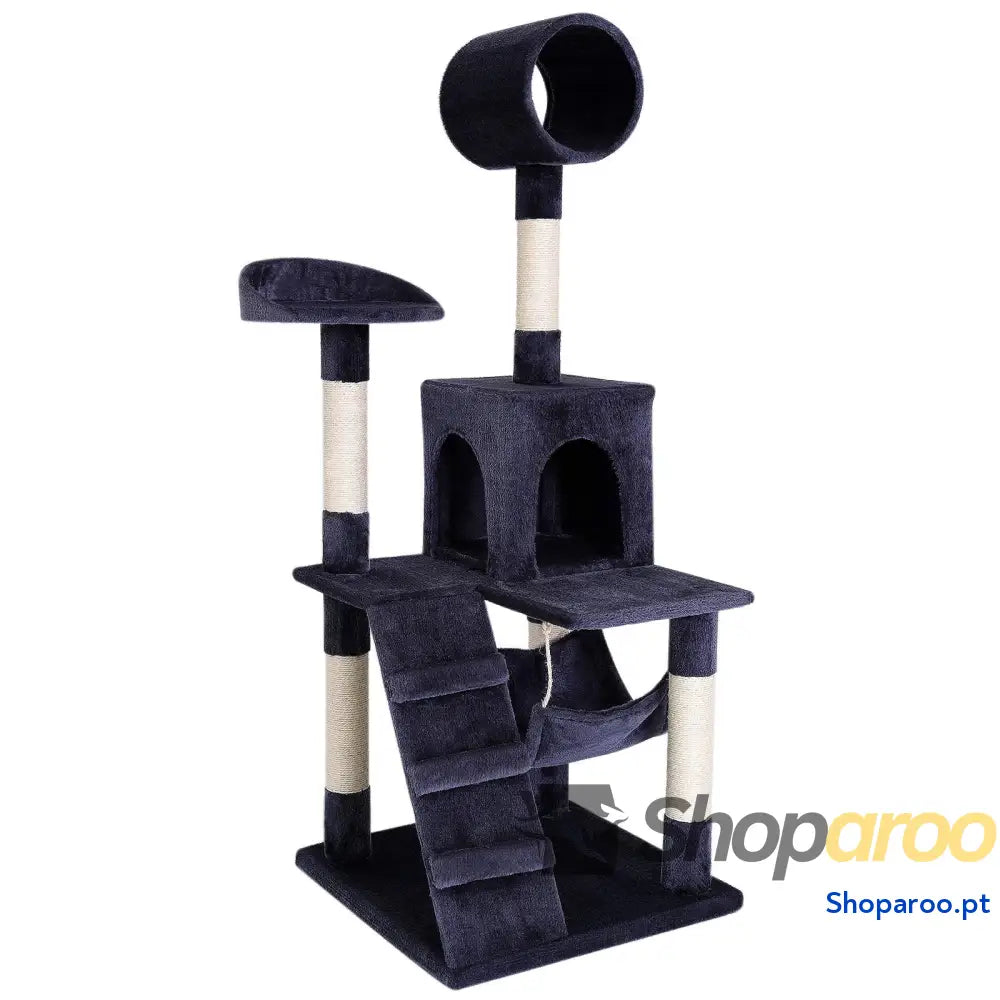 Árvore Raspadora para Gatos 133 cm Cinzento Claro com Casota e Plataforma