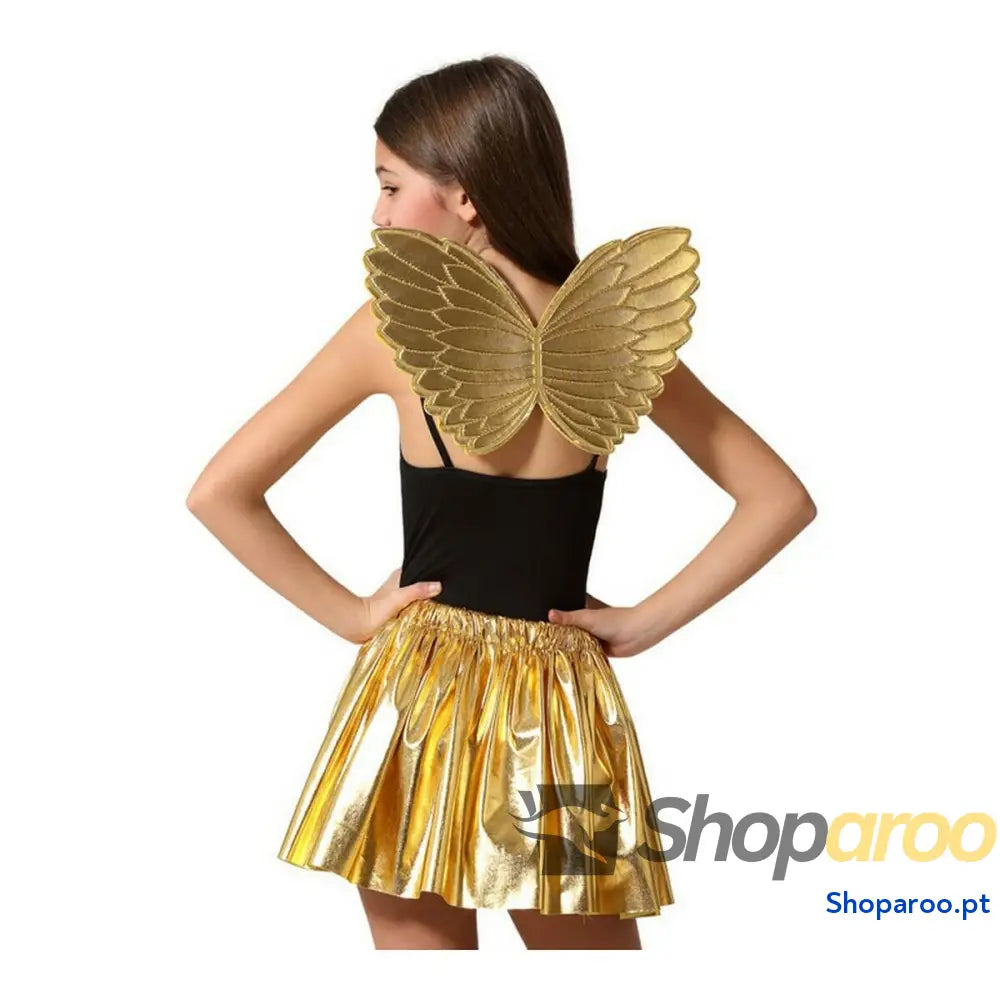 Asas de Fada Dourado Prateado Infantil Tutu