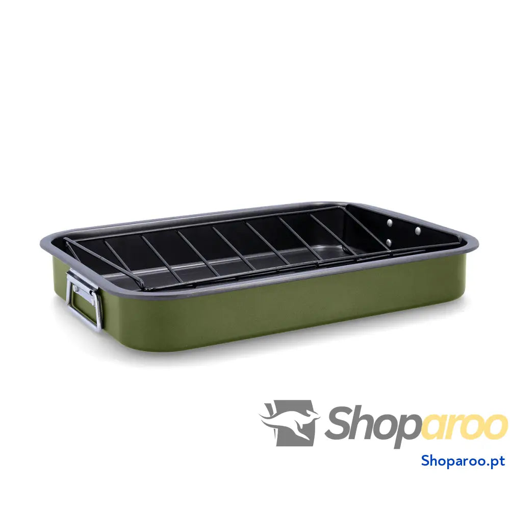 Assadeira Quid Naturalia Verde Metal 42 x 30,5 6,3 cm Rede