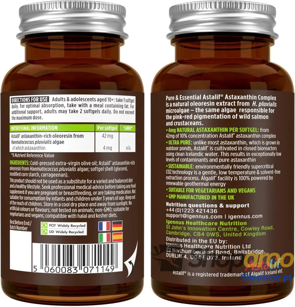 Astaxantina natural Igennus 42 mg antioxidante para saúde cardiovascular