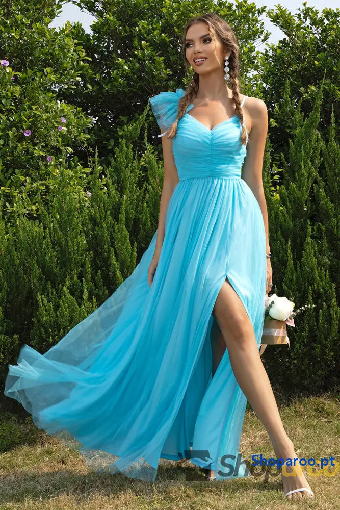 Asymmetrical Ruched Slit Dress
