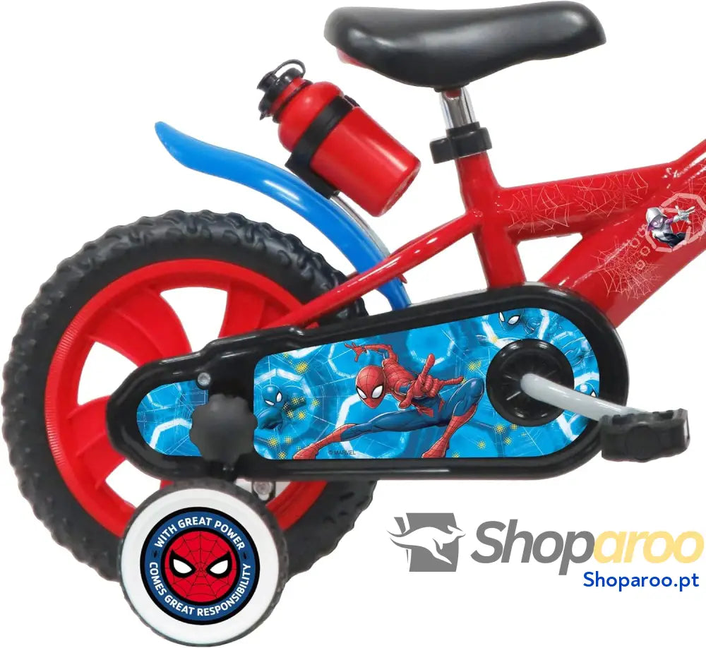 ATLAS Bicicleta Spiderman equipada com 1 travão placa frontal decorativa guarda lamas cárter e estabilizadores. Rapaz