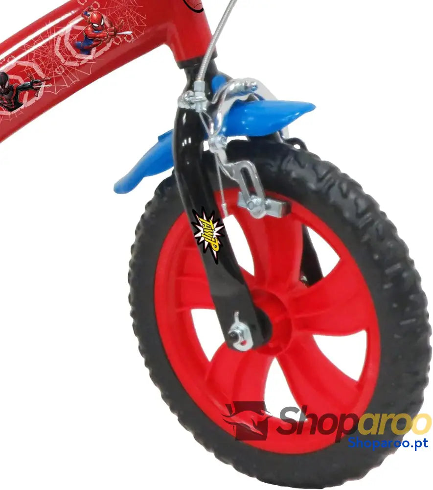 ATLAS Bicicleta Spiderman equipada com 1 travão placa frontal decorativa guarda lamas cárter e estabilizadores. Rapaz