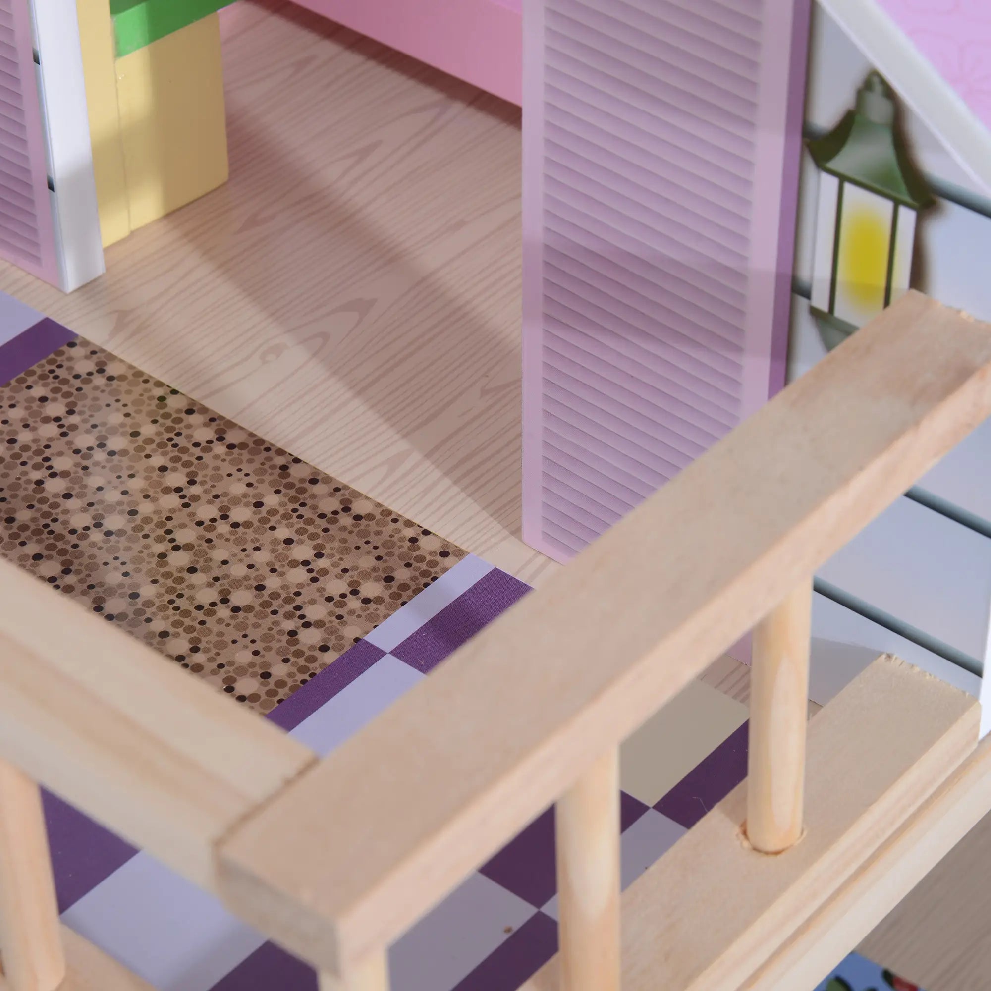 Casa de Bonecas com Móveis 4 Andares e 13 Acessórios Rosa