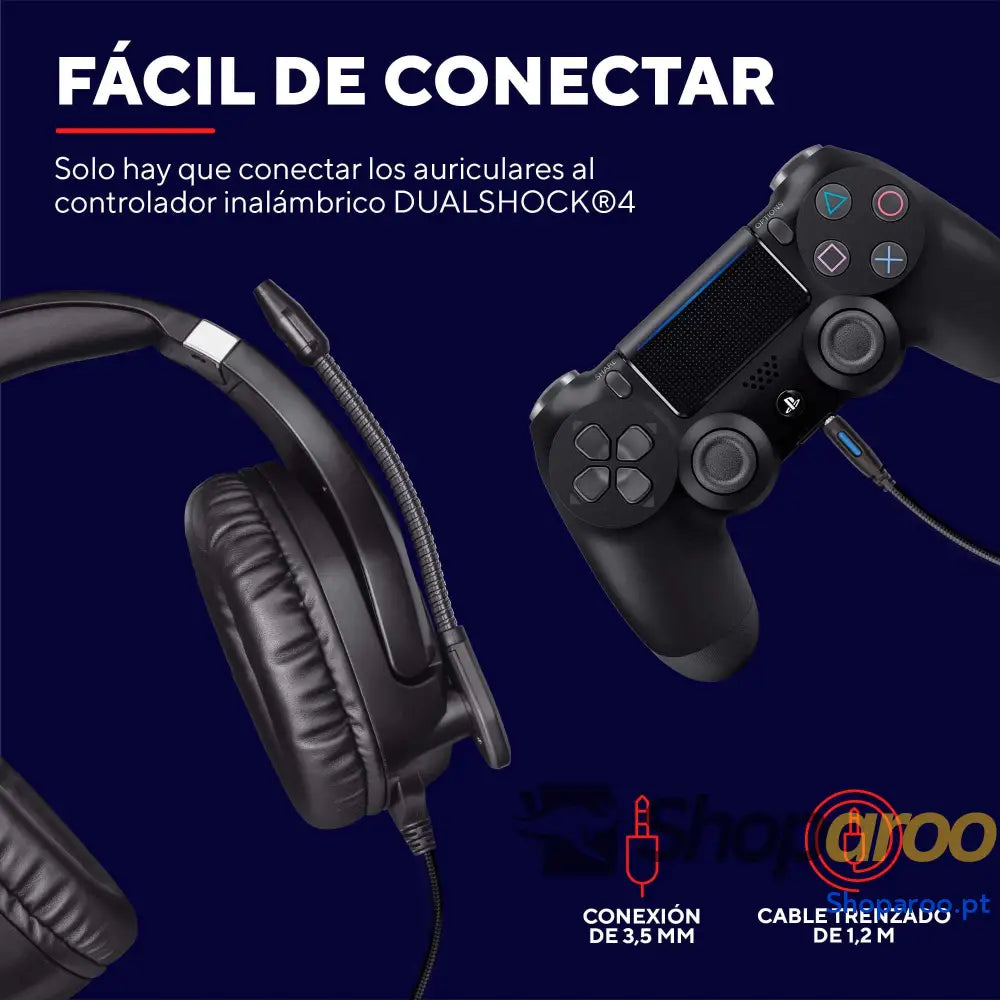 Auscultadores Trust Gaming para PS4 e PS5 GXT 488 Force headset oficial licenciado PlayStation microfone dobrável