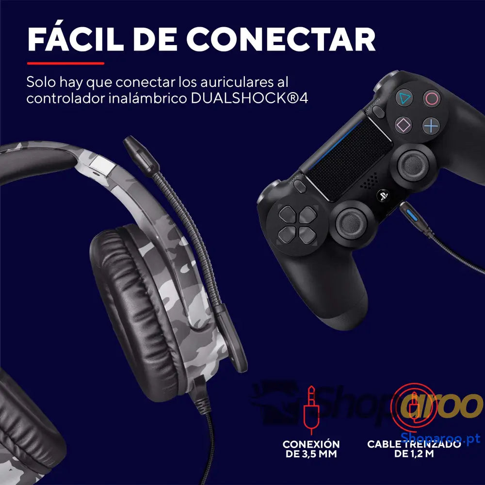 Auscultadores Trust Gaming para PS4 e PS5 GXT 488 Force headset oficial licenciado PlayStation microfone dobrável