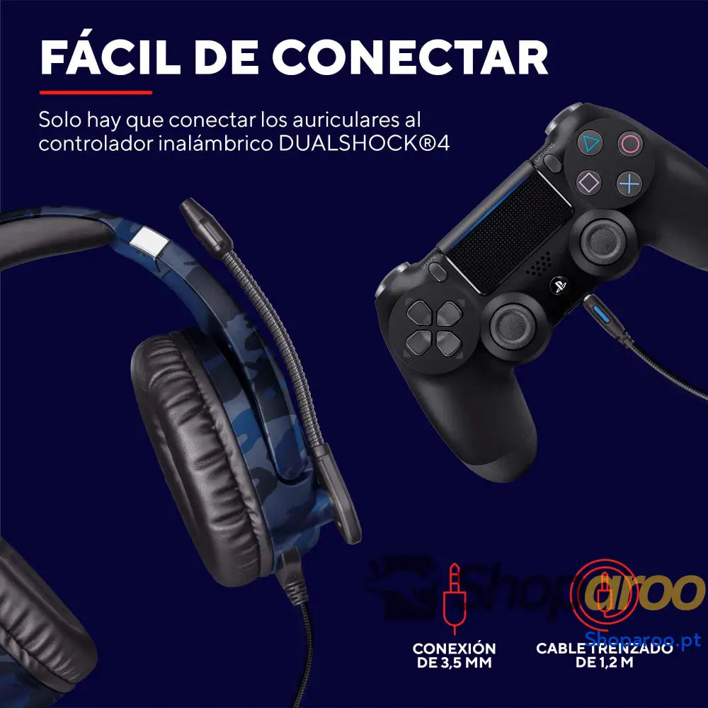 Auscultadores Trust Gaming para PS4 e PS5 GXT 488 Force headset oficial licenciado PlayStation microfone dobrável