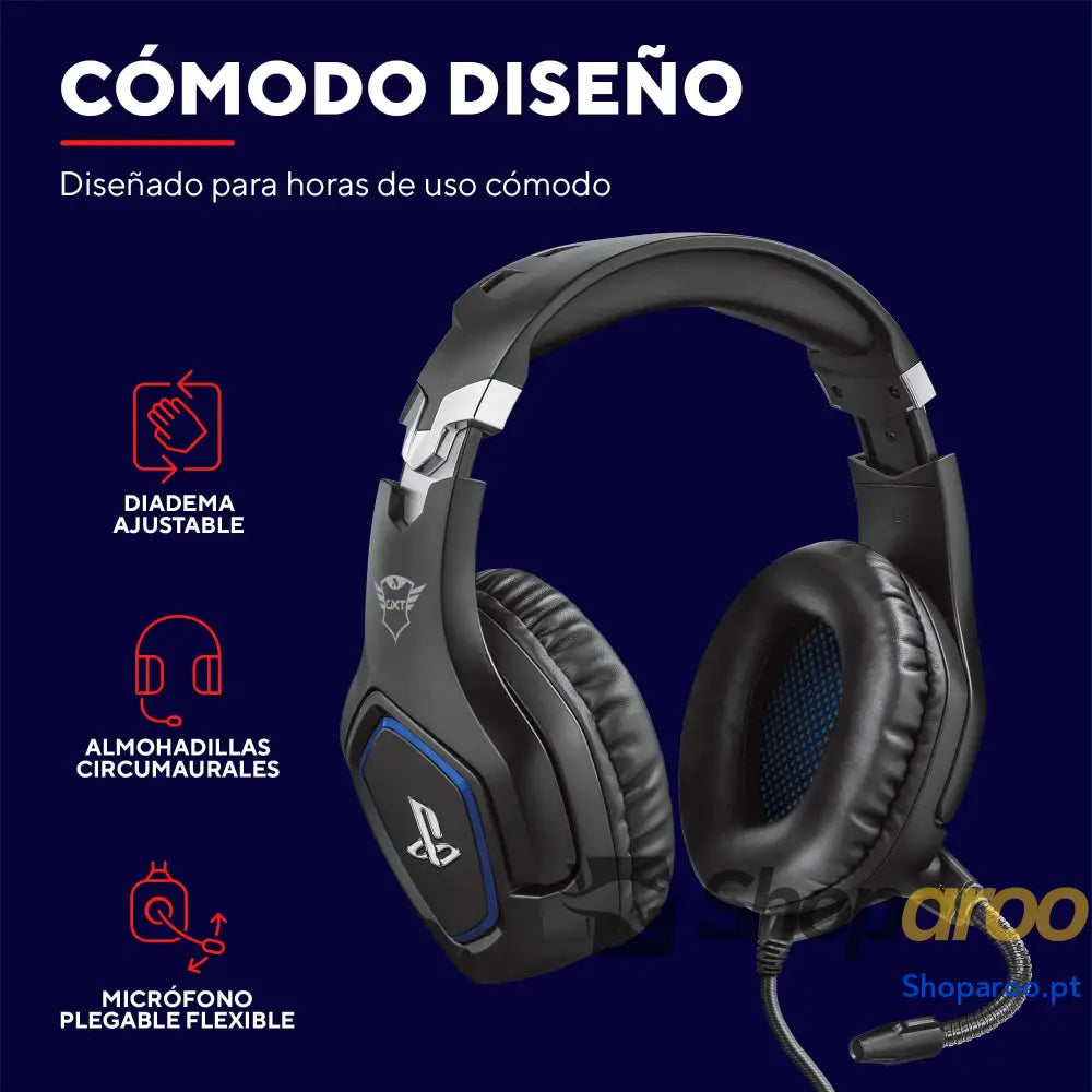 Auscultadores Trust Gaming para PS4 e PS5 GXT 488 Force headset oficial licenciado PlayStation microfone dobrável