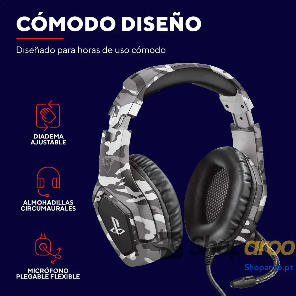 Auscultadores Trust Gaming para PS4 e PS5 GXT 488 Force headset oficial licenciado PlayStation microfone dobrável