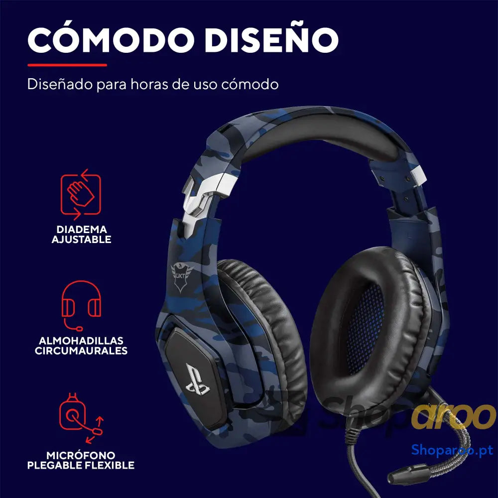 Auscultadores Trust Gaming para PS4 e PS5 GXT 488 Force headset oficial licenciado PlayStation microfone dobrável