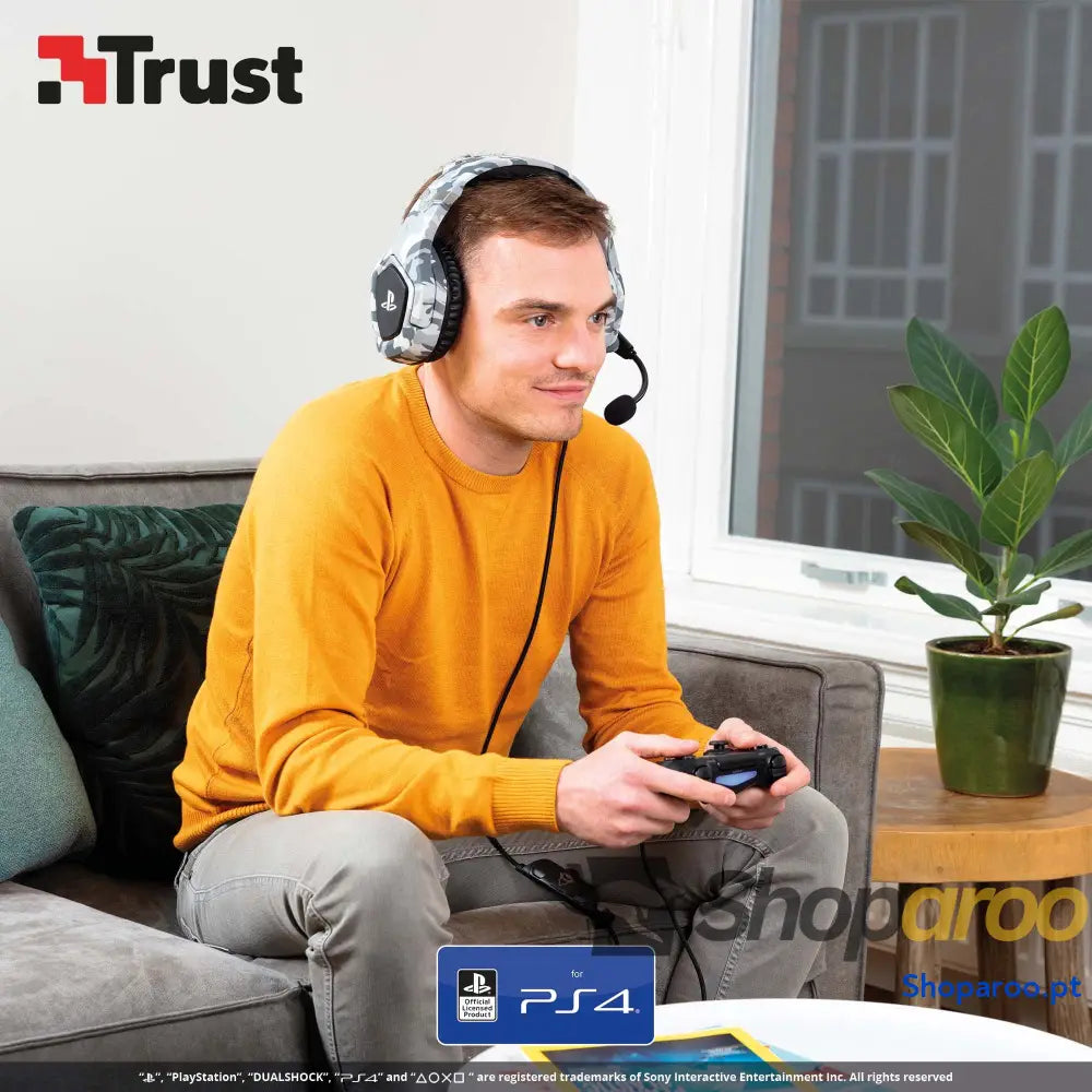 Auscultadores Trust Gaming para PS4 e PS5 GXT 488 Force headset oficial licenciado PlayStation microfone dobrável