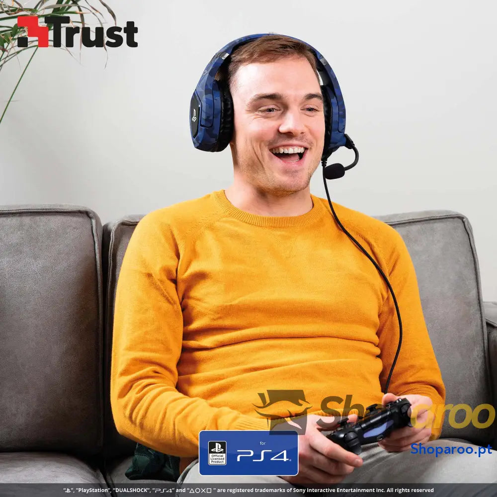 Auscultadores Trust Gaming para PS4 e PS5 GXT 488 Force headset oficial licenciado PlayStation microfone dobrável