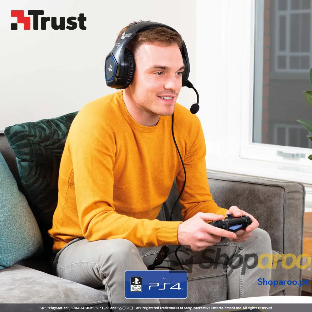 Auscultadores Trust Gaming para PS4 e PS5 GXT 488 Force headset oficial licenciado PlayStation microfone dobrável